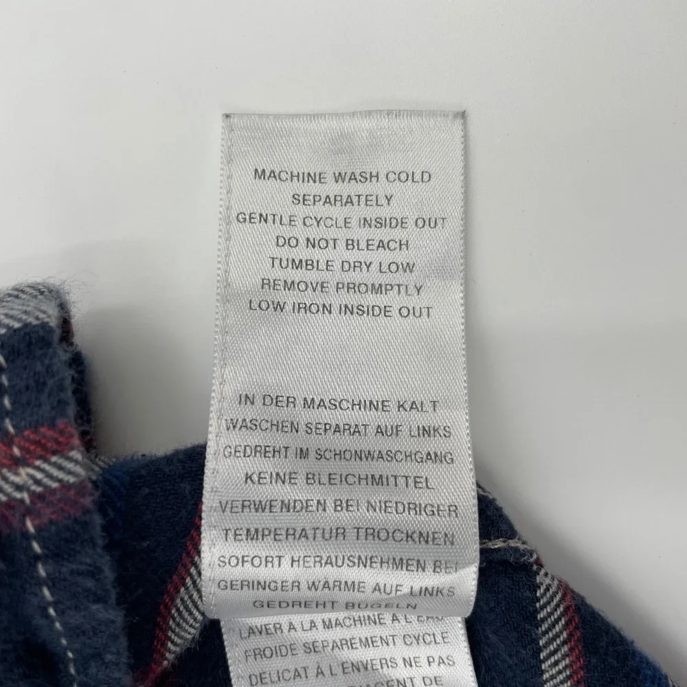 True Religion Mens Plaid‎ Flannel LS Utility Shirt Navy Red XL SVY974ZL01815